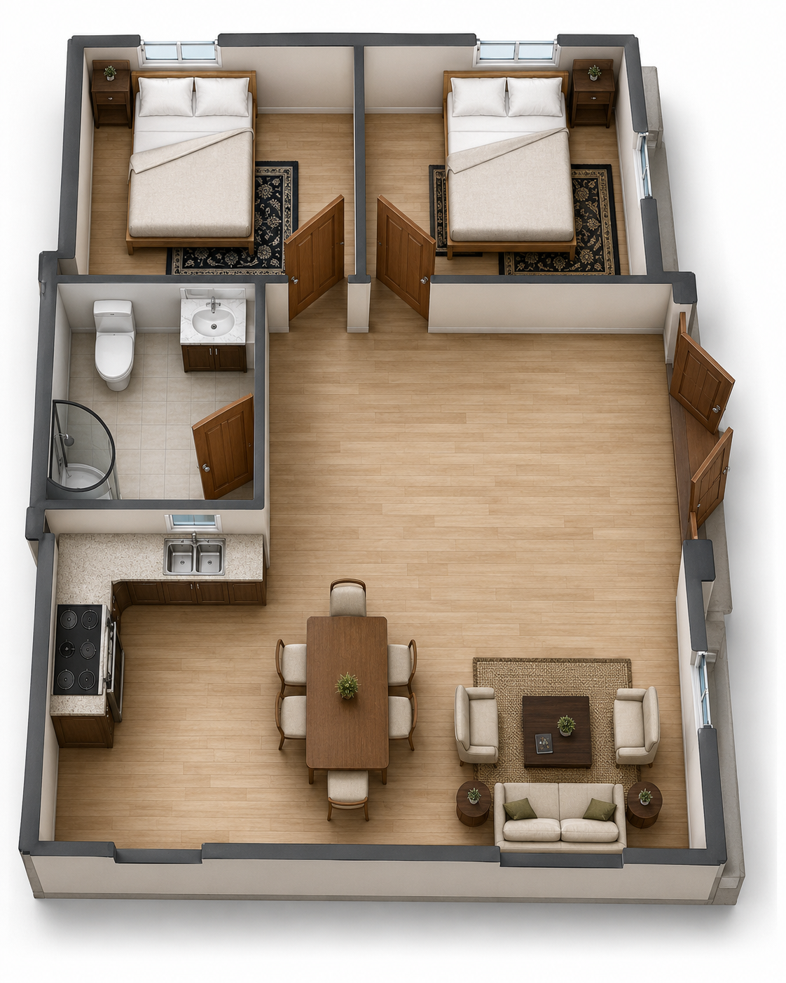 20ft 2.5D floor plan