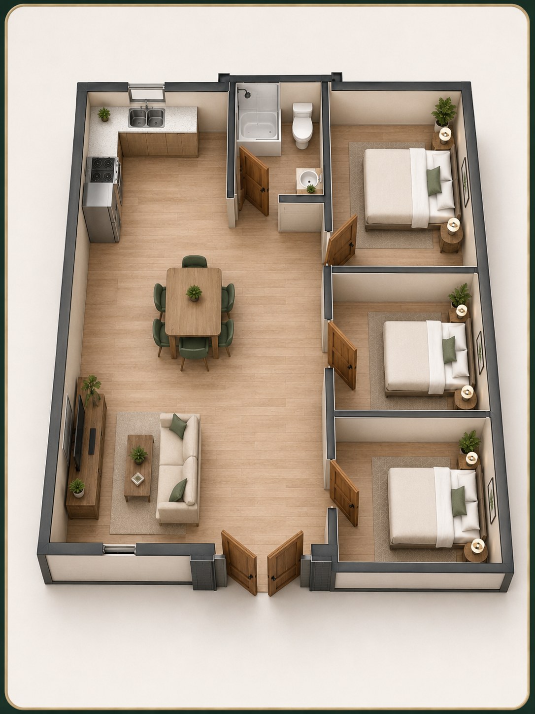 30ft 2.5D floor plan option B