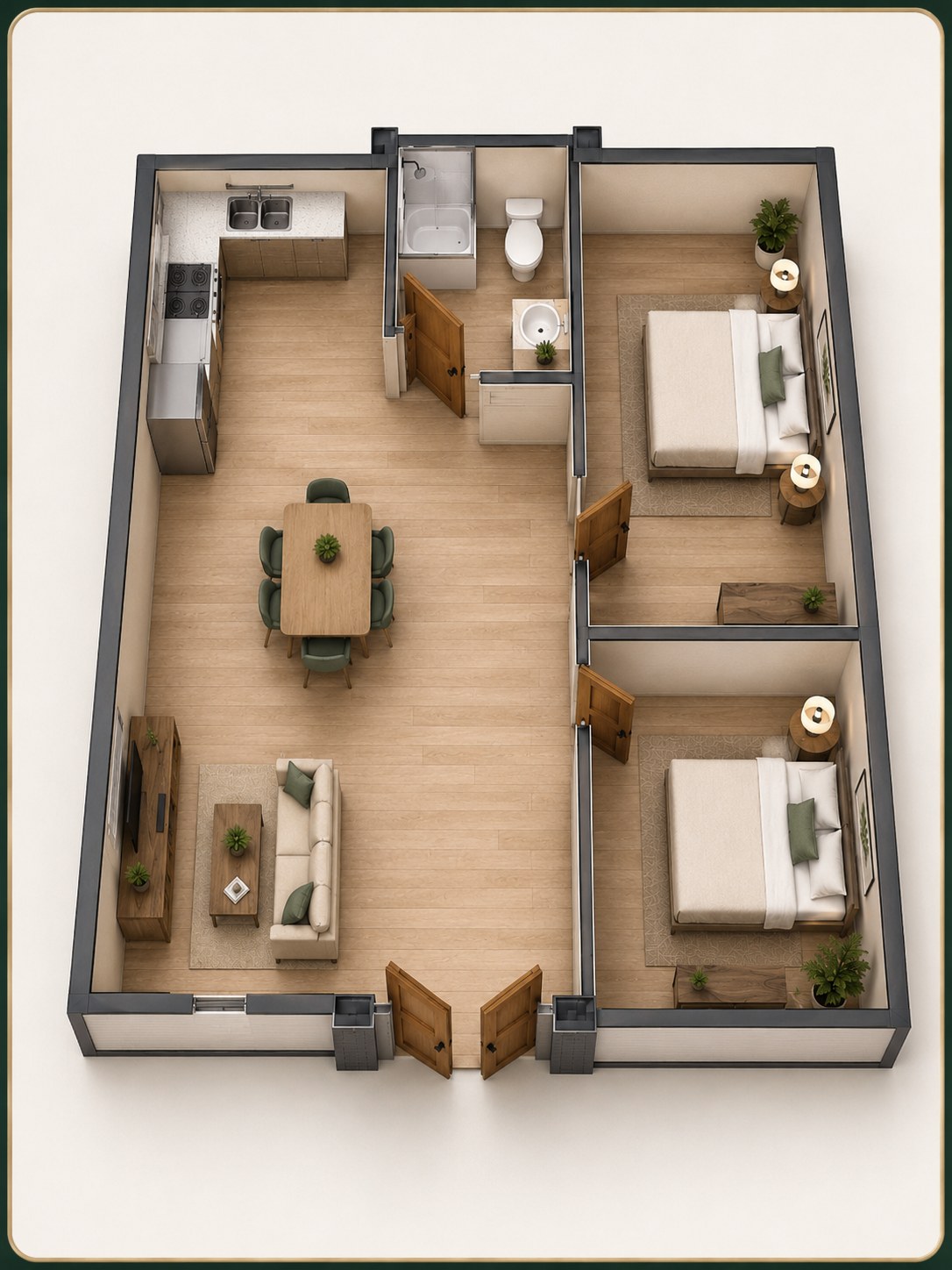 30ft 2.5D floor plan option C