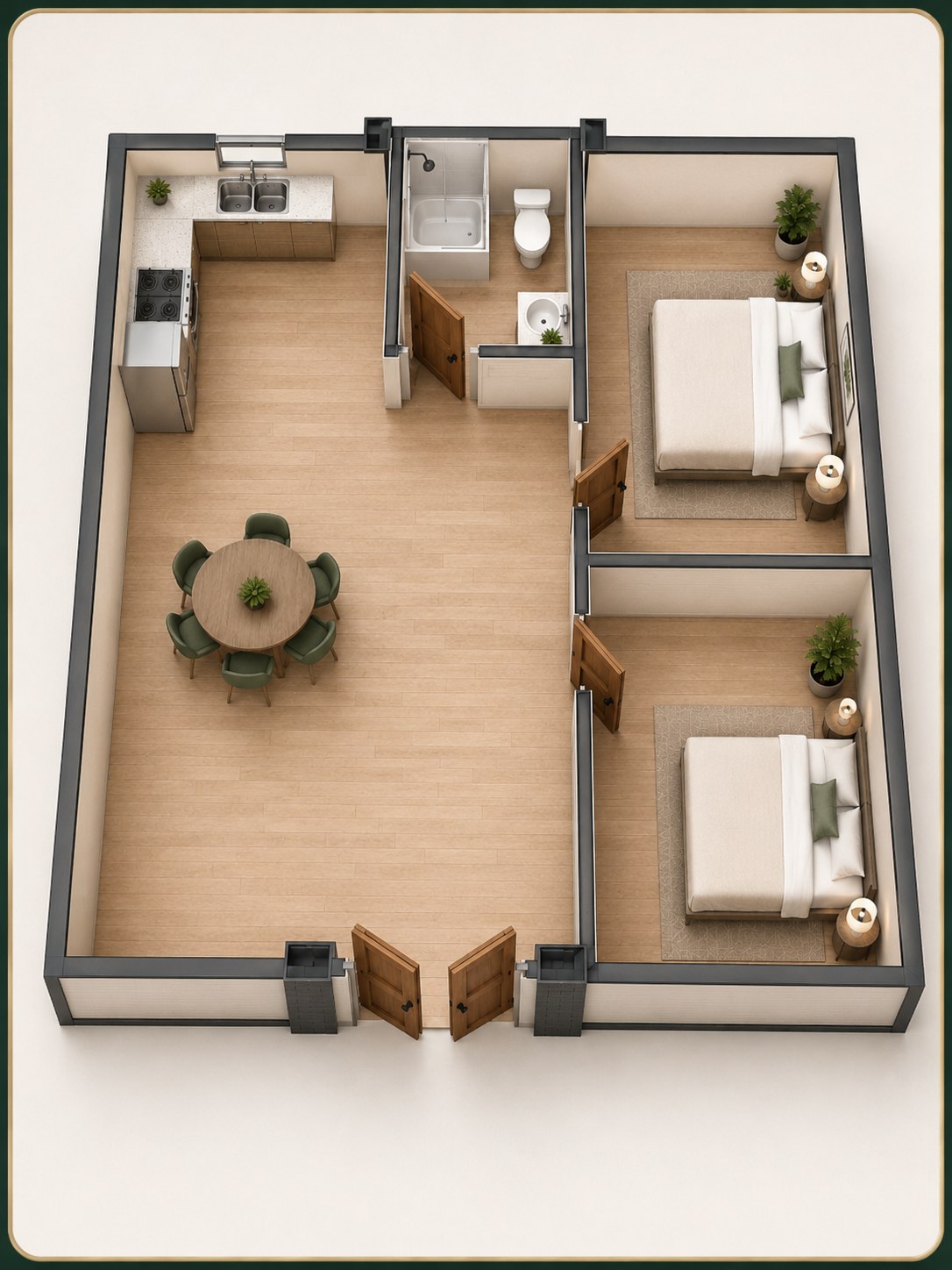 40ft 2.5D floor plan option A