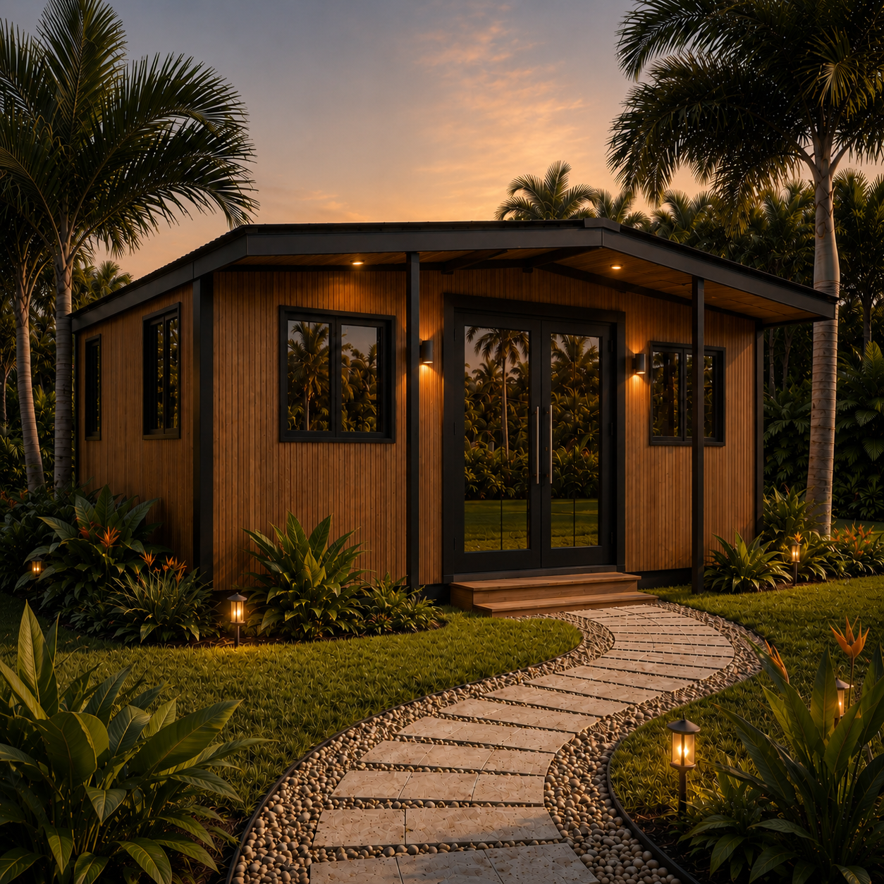 Sloped roof natural wood